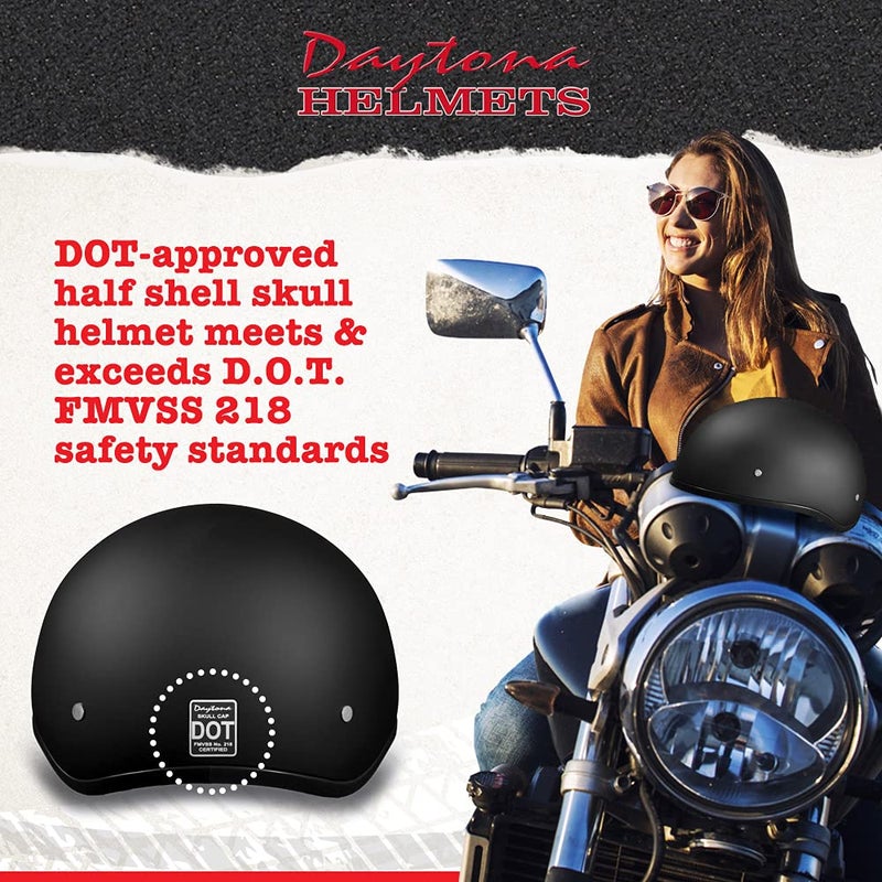 Daytona Helmets Motorcycle Helmet Half Skull Cap - Lightweight & Stylish DOT Approved Helmets for Adults - Perfect for Men and Women Riders - Comfortable & Secure Fit- Stylish Protection for Everyday Riding - Image 2